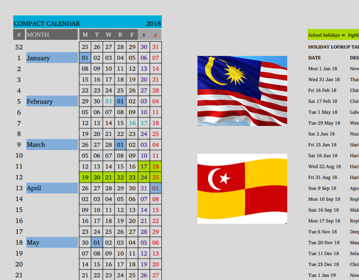 Malaysia’s Compact Calendar 2018 